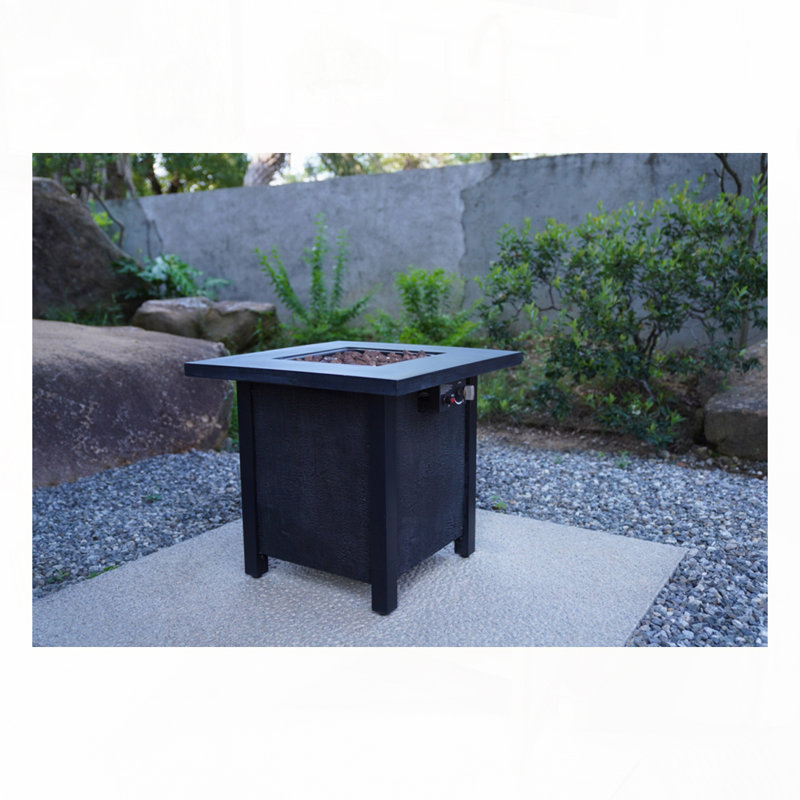 Table de foyer d'extérieur au gaz propane pour patio, Noir