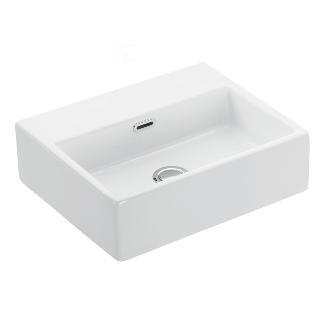 Quattro Ceramic Rectangular Vessel Bathroom Sink with Overflow WS Bath Collections Sink 