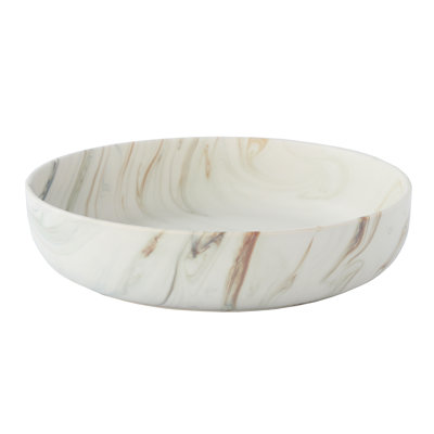 Bol de service en grès Lorren Home Trends, motif marbre mat, pouces et tourbillons, capacité de 96 oz, va au lave-vaisselle et au micro-ondes