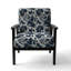 Fauteuil rembourré damas bleu et blanc Euphony