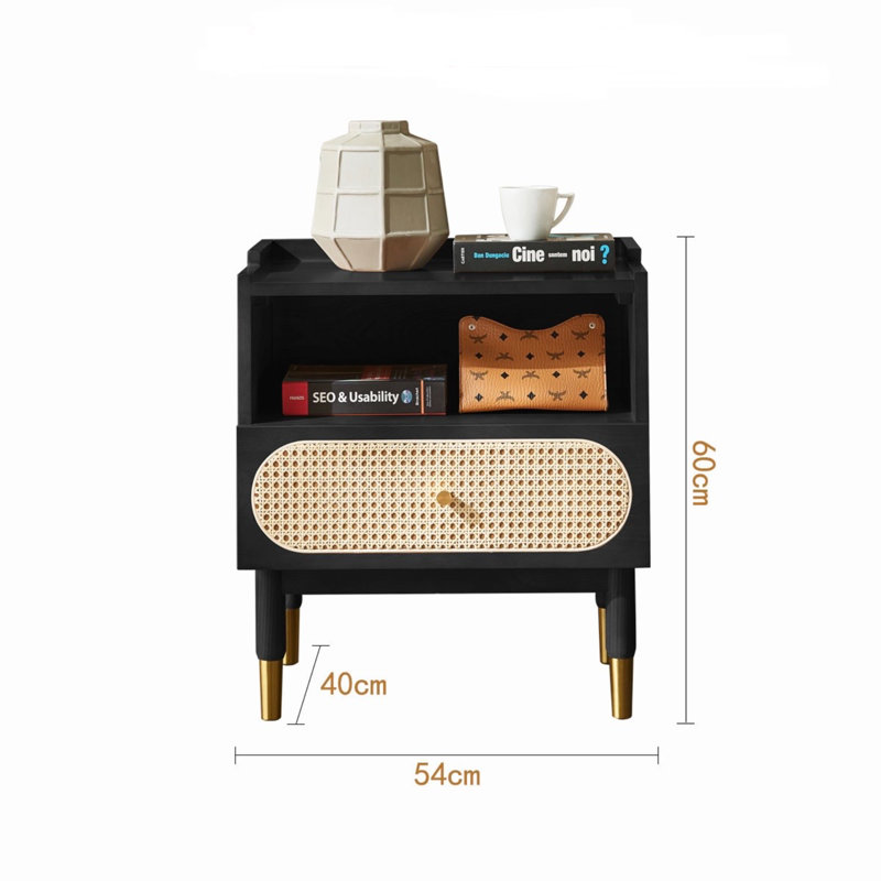 Agridaki 54cm W Solid Wood Bedside Table