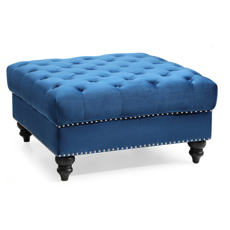 Repose-pieds confortable bleu marine traditionnel, Marine