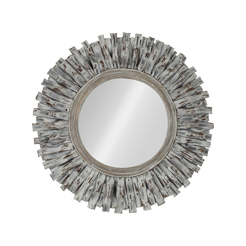 Rattan Round Starburst Mirror, White