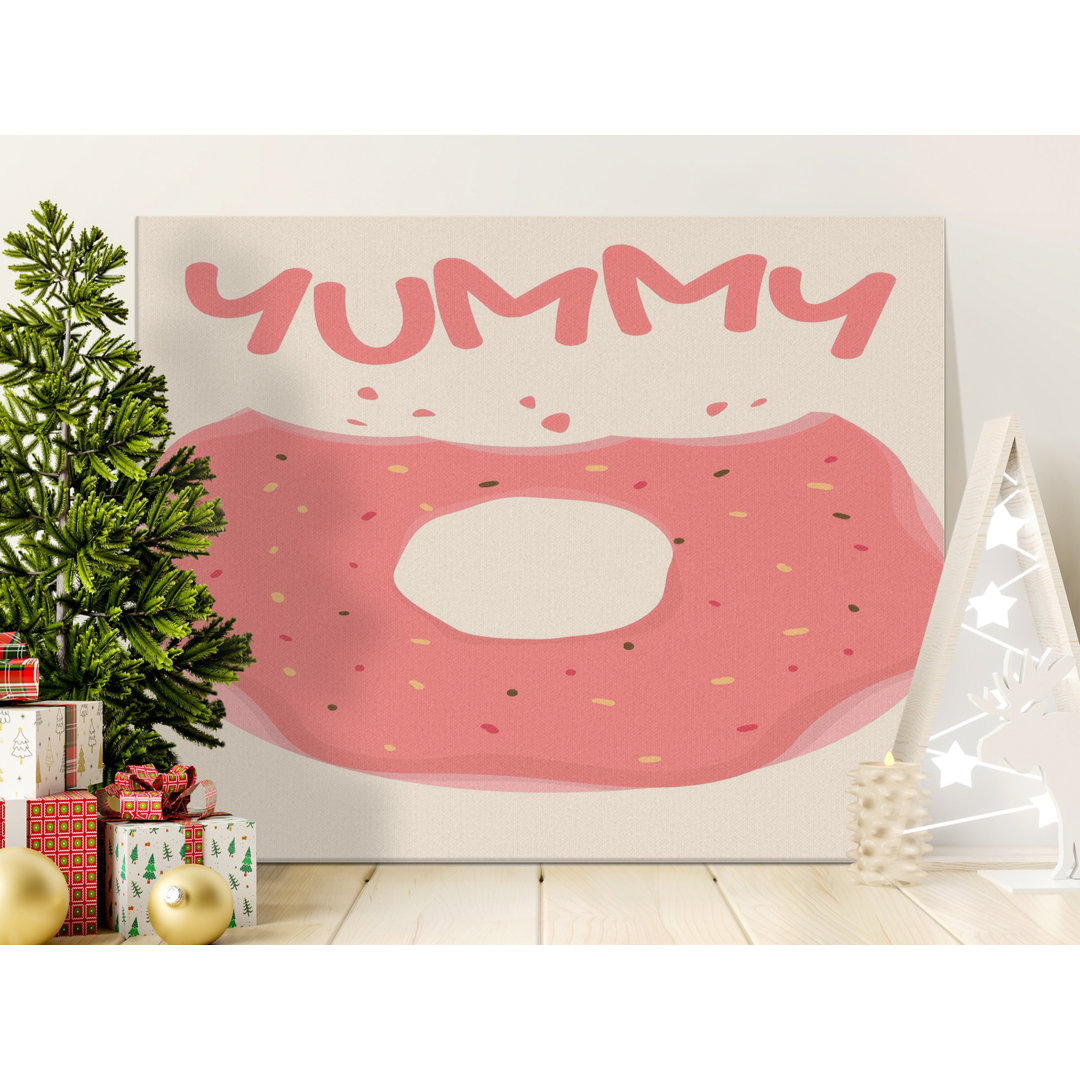 Yummy Donut Canvas Wall Art, Cute Foodie Print, Gallery Wrapped, Ready to Hang, Archival Quality, Kitchen Decor, Dessert Lover Gift