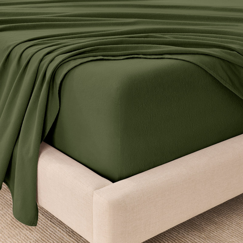 Ensemble de draps en flanelle 100% coton biologique, Cyprès, Ensemble de draps pour taille de lit simple TG