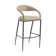 Ramona Modern Counter or Bar Height Barstool with Arms and Open Low Back in Iron Frame and Faux Leather