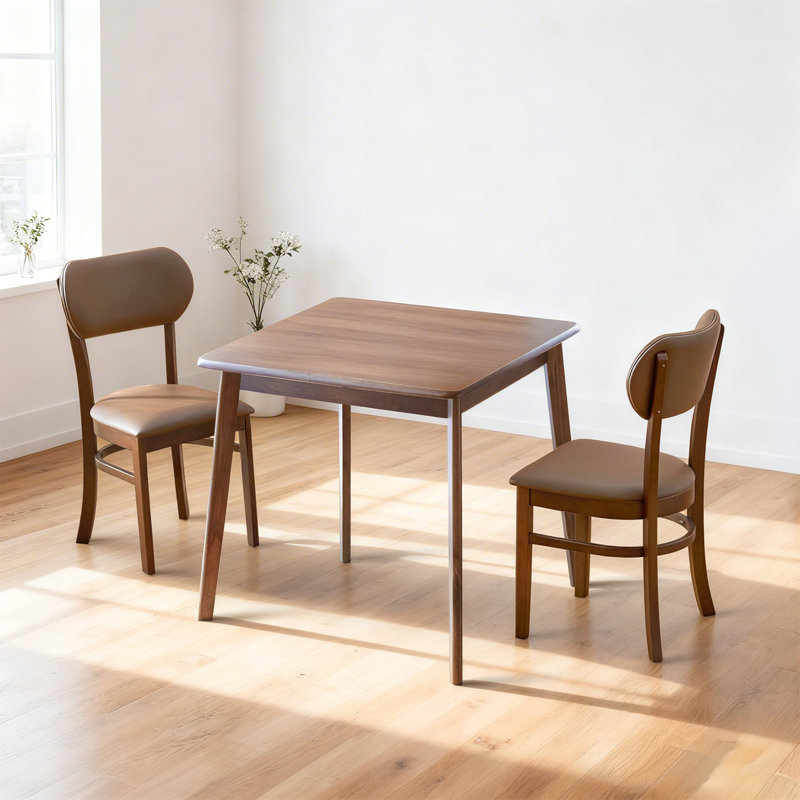 Gladkowski Arc 3-Piece Breakfast Nook Square Solid Wood Dining Table Set, Walnut