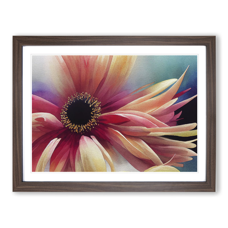 Chrysanthemum Watercolour Flower Vol.5 - Framed Print, 34cm H x 46cm W x 2cm D, Walnut Framed