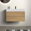 Meuble de rangement pour salle de bain 36 po - Lavabo noir, chêne, meuble-lavabo mural silencieux et fonctionnel-465840702