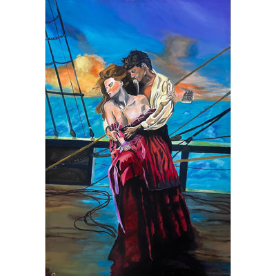 «Romantic Couple», affiche d'art sur papier Choksey par Kishoyk Gautam, décoration murale encadrée «H 36 po x l 24 po»