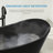Herschel 60" x 28.74" Solid Surface Freestanding Matte Black Acrylic Soaking Bathtub, with Overflow and Brushed Gold Pop-up Drain-124594668-124302665