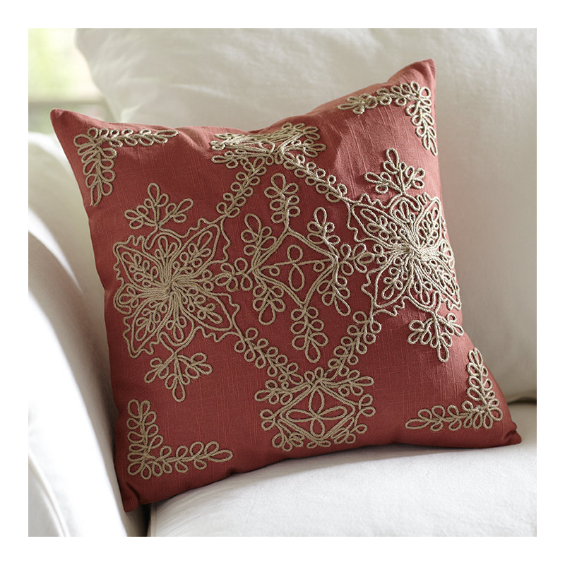 Birkdale Embroidered Pillow Cover, Brick