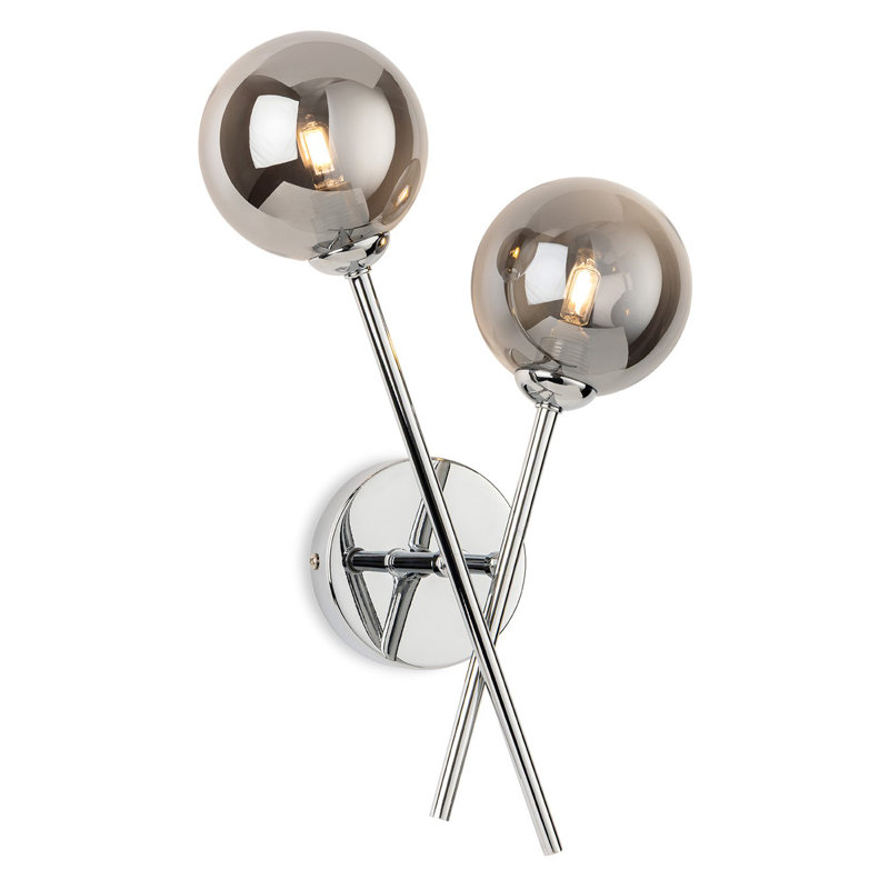 Armed Sconce, Chrome, Smoked Black