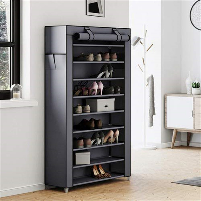 50 Pair Shoe Rack, Grey/Brown/Blue