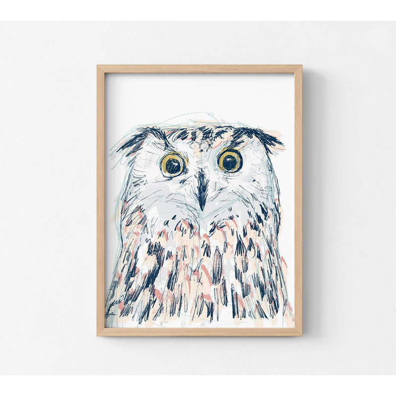 Silas rustique de style grange hibou, affiche, oiseau blanc, décor de maison, hibou, H 30 po x l 40 po, Tanné