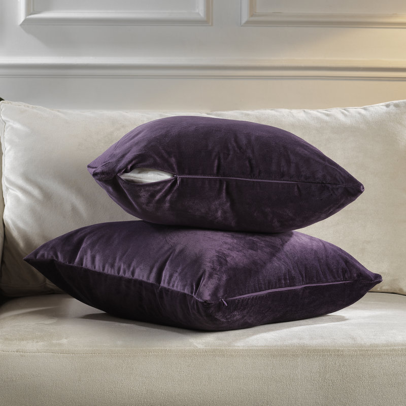 Matte Velvet Pillow Cover, 24" x 24", 48 Eggplant