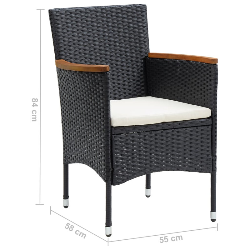  Ensemble de salle à manger en bois d'acacia massif noir standard Tough