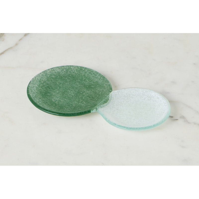 Glass Snack and Tea Duo Plate, Spruce Green