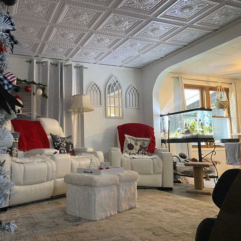 Gloss White Decorative PVC Ceiling Tile Set