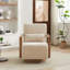 Fauteuil d'appoint pivotant moderne avec accoudoirs en bois massif et rotation à 360 degrés-130411705