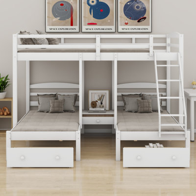 Lit superposé triple pour enfants avec tiroirs de rangement