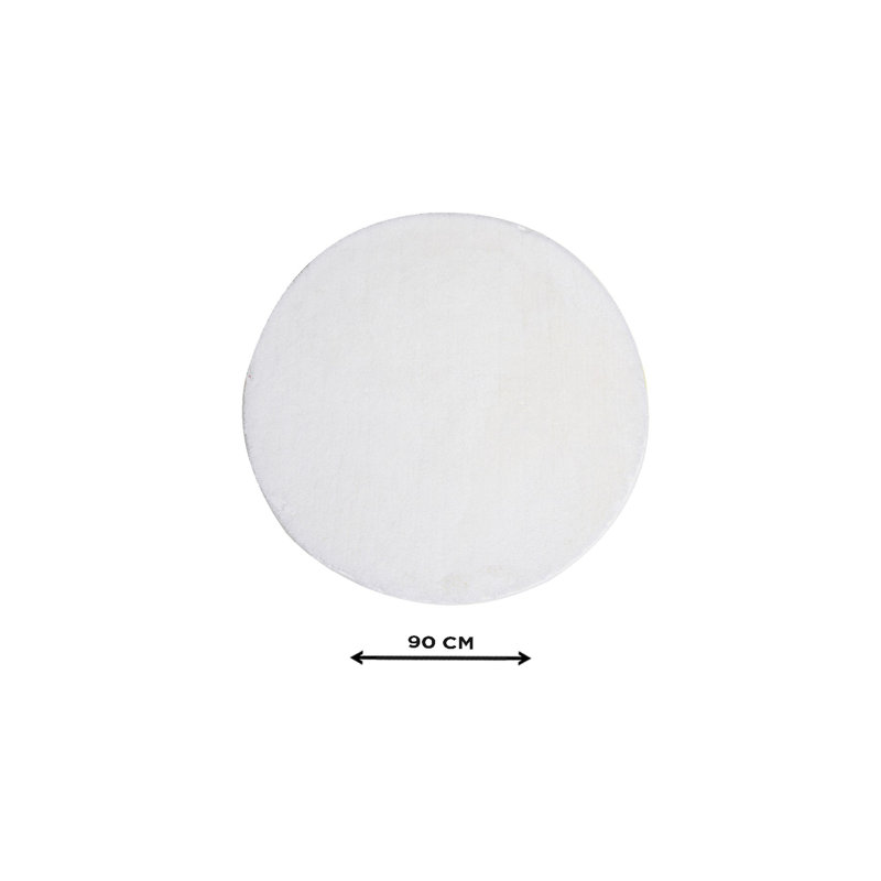 Tapis de bain antibactérien en acrylique, 35,4 pouces de diamètre, 100% acrylique, 1,5 lb / pied carré | Dessous antidérapant, lavable à la machine à 86 ° F | Couleur blanc doux, parfaite pour la sécurité et le confort de la salle de bain
