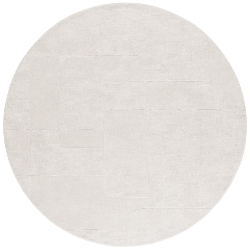 Tapis ivoire en laine / coton tissé à la main Kaljopa, Rond 6 pi