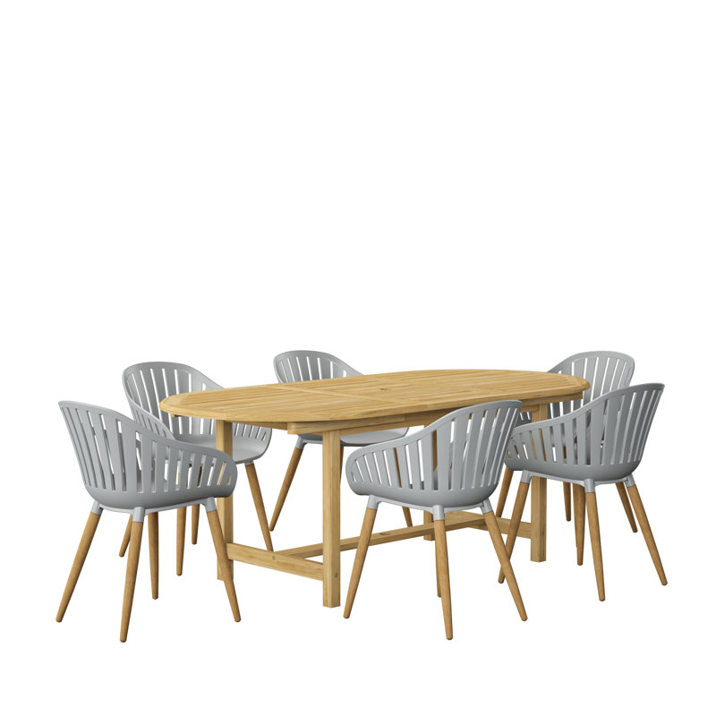 Anautica 6 - Person Wood Patio Dining Set with Oval Table