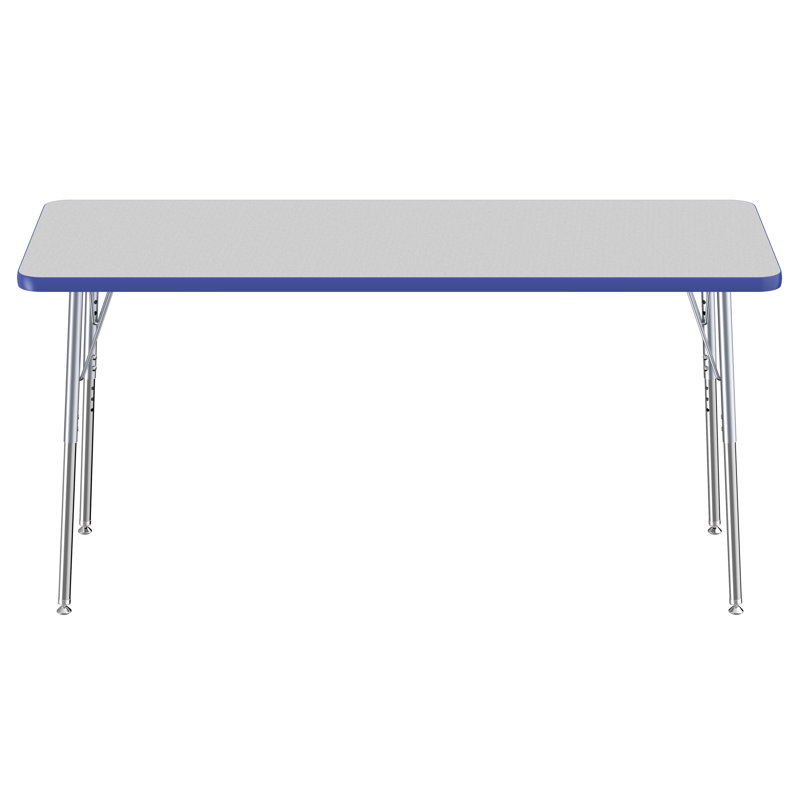 Table d'activité rectangulaire à hauteur réglable en forme de T, 24 po x 60 po, Super, Gris / bleu / argent