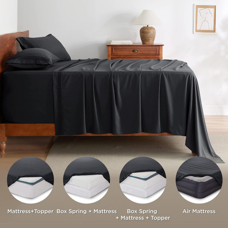 Bedsure Deep Pocket Sheet Set - Fits Mattresses Up to 21 Inches Thick -  GentleSoft Bed Sheet set, Moisture Wicking, Soft & Cooling Bed Sheet & Pillowcases, Easy & Secure Fit