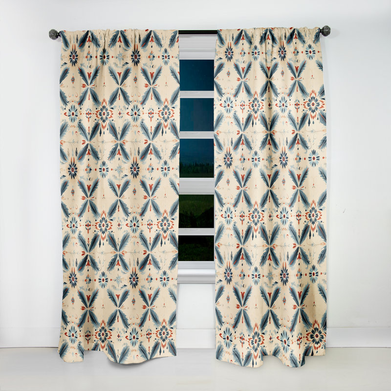 Motif Nomadic Harmony Boho - Rideau géométrique - Velours obscurcissant - 1 panneau, L 52 po x L 108 po