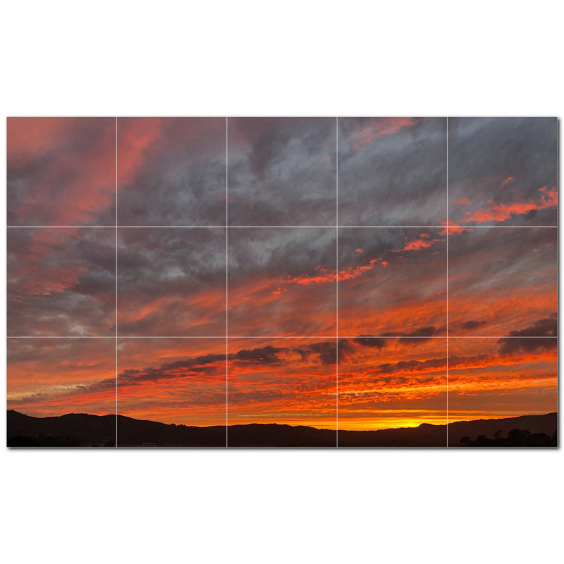 Sunset Photo 12'' x 12'' Satin Ceramic Decorative Mural
