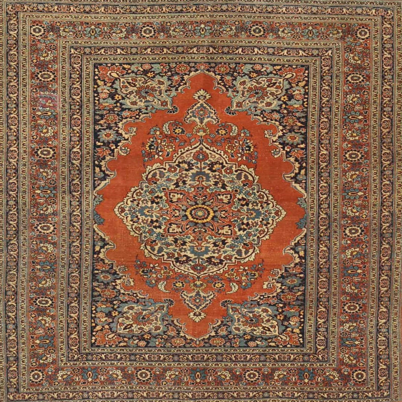 Tapis oriental orange / brun, Rond 6 pi