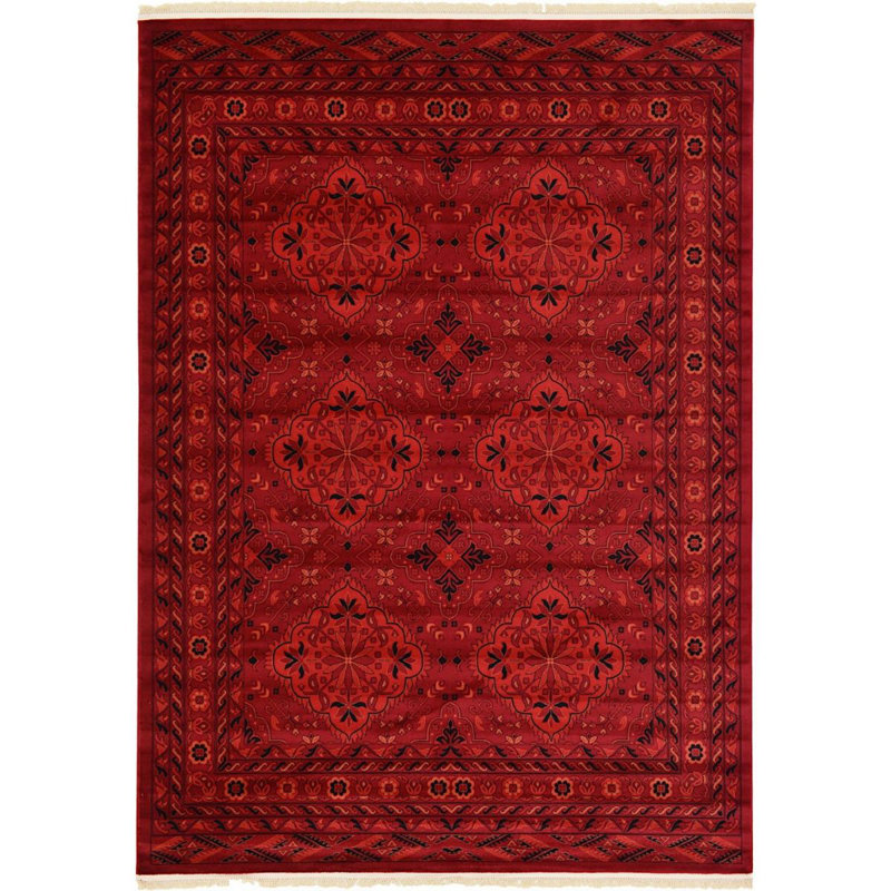 Tapis oriental rouge profond Amro, Rectangle 6 pi x 9 pi