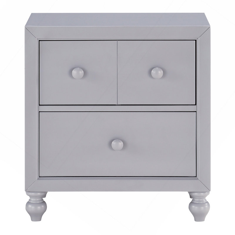 Table de chevet transitionnelle à finition grise 1pc
