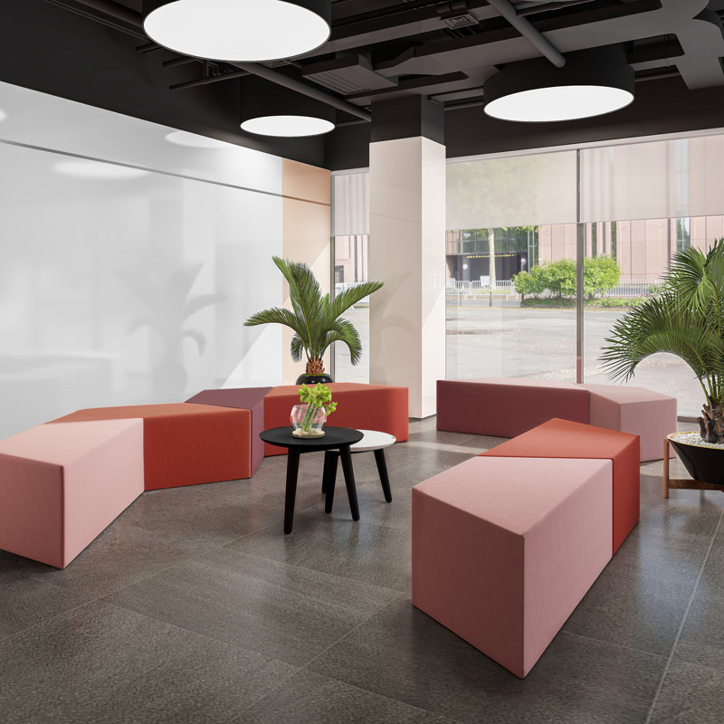 Repose-pieds géométrique en velours trapézoïdal interchangeable, Rose clair