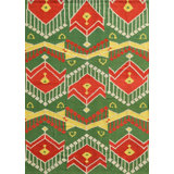 Area Rug in Green/Red