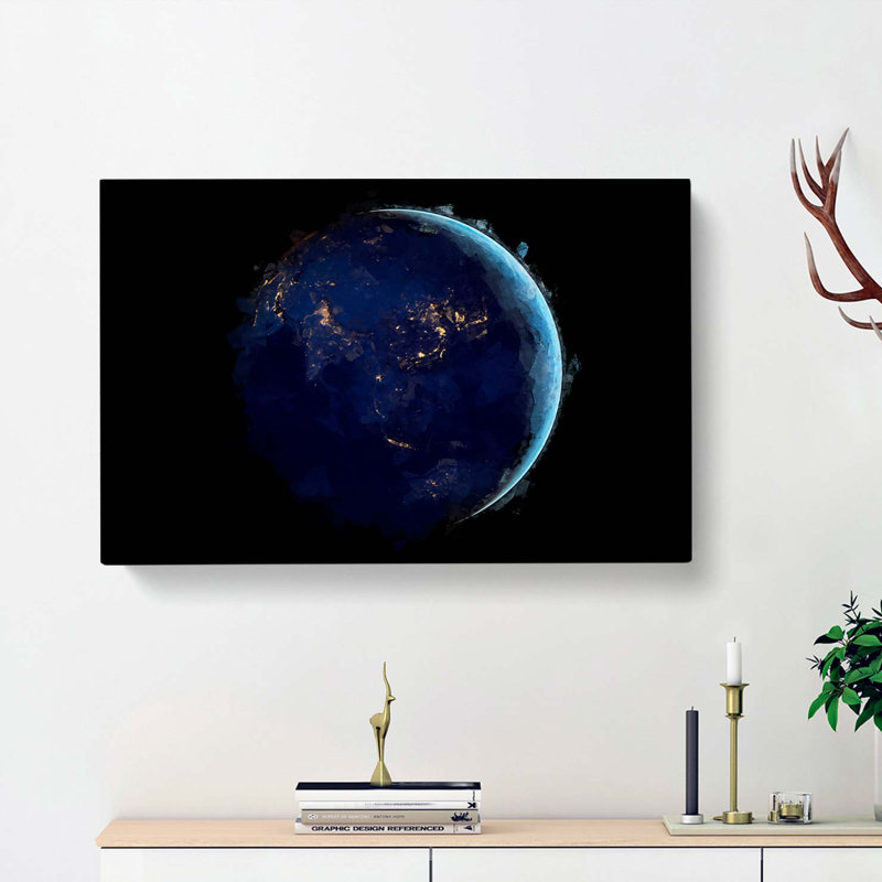 Earth View Of Asia And Australia In Abstract - Wrapped Canvas Print, 60cm H x 91cm W x 3cm D