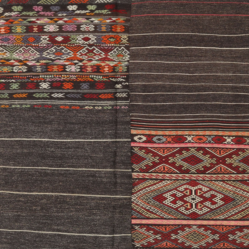 Tapis contemporain noir / rouge, Carré 5 pi