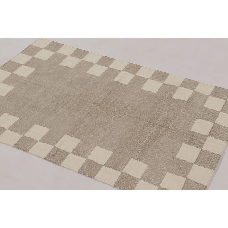 Kilim & Flat Weave Hand Woven Cotton Checkered Area Rug