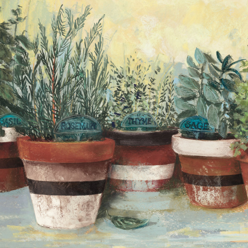 " Potted Herbs II Stripes Crop ", 36" H x 36" W 