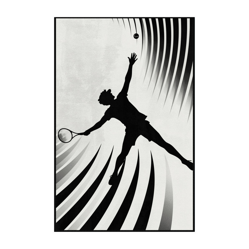 Tapis blanc doux et moelleux Eleni Tennis Serve Pose, 7x9