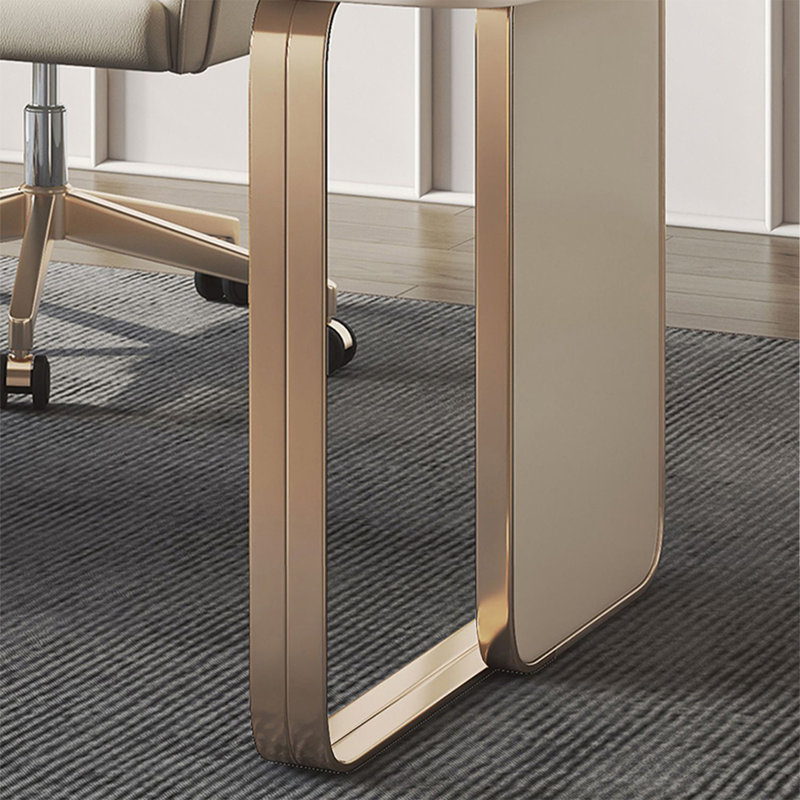 Table pour ordinateur de bureau de luxe avec plateau en ardoise et base en métal doré 70,87 po, Left Hand Return