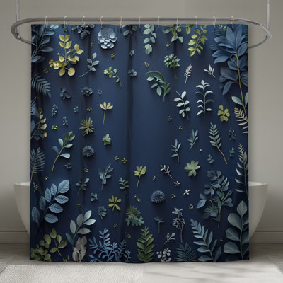 Leaf Pattern Shower Curtain - Floral Bathroom Decor Scandinavian