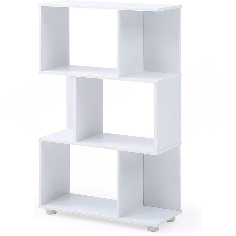 Bibliothèque manoir moderne à 3 tablettes décalées, blanc