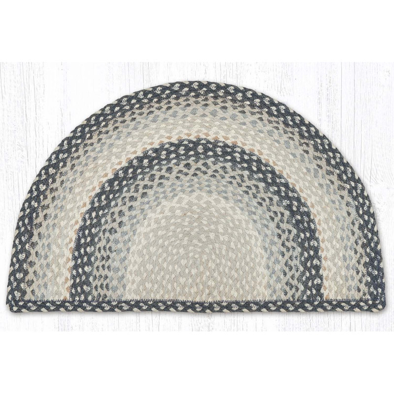  Hand-Braided Jute Slice Rug for Small Spaces 18"x29", Gray/Sand/Ivory
