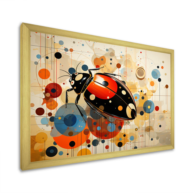 «Ladybug Playful Spots» - Imprimé géométrique, Cadre doré à une seule photo, H 30 po x l 40 po x P 1,5 po