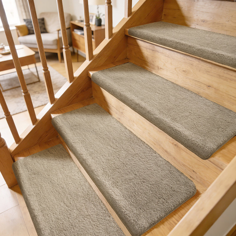Tapis d'escalier intérieur antidérapant Scarlettrose, Gris crème, 14