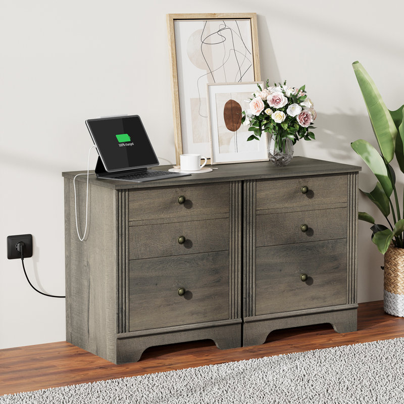 18.8'' W Nightstand, Grayish Brown
