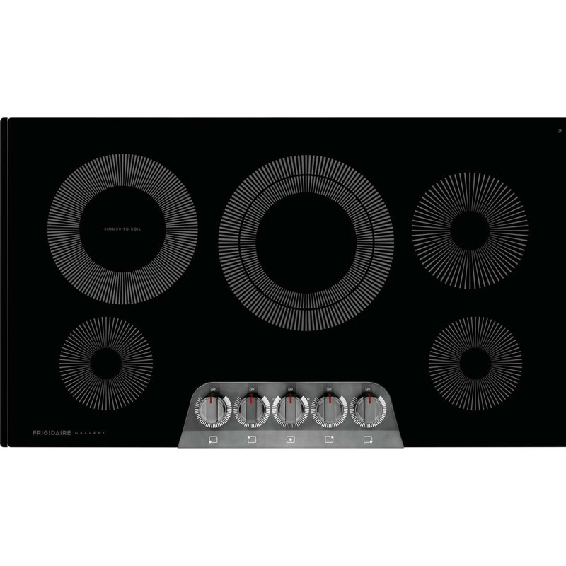 36.75"" Electric Cooktop with 5 Elements, Black/Silver